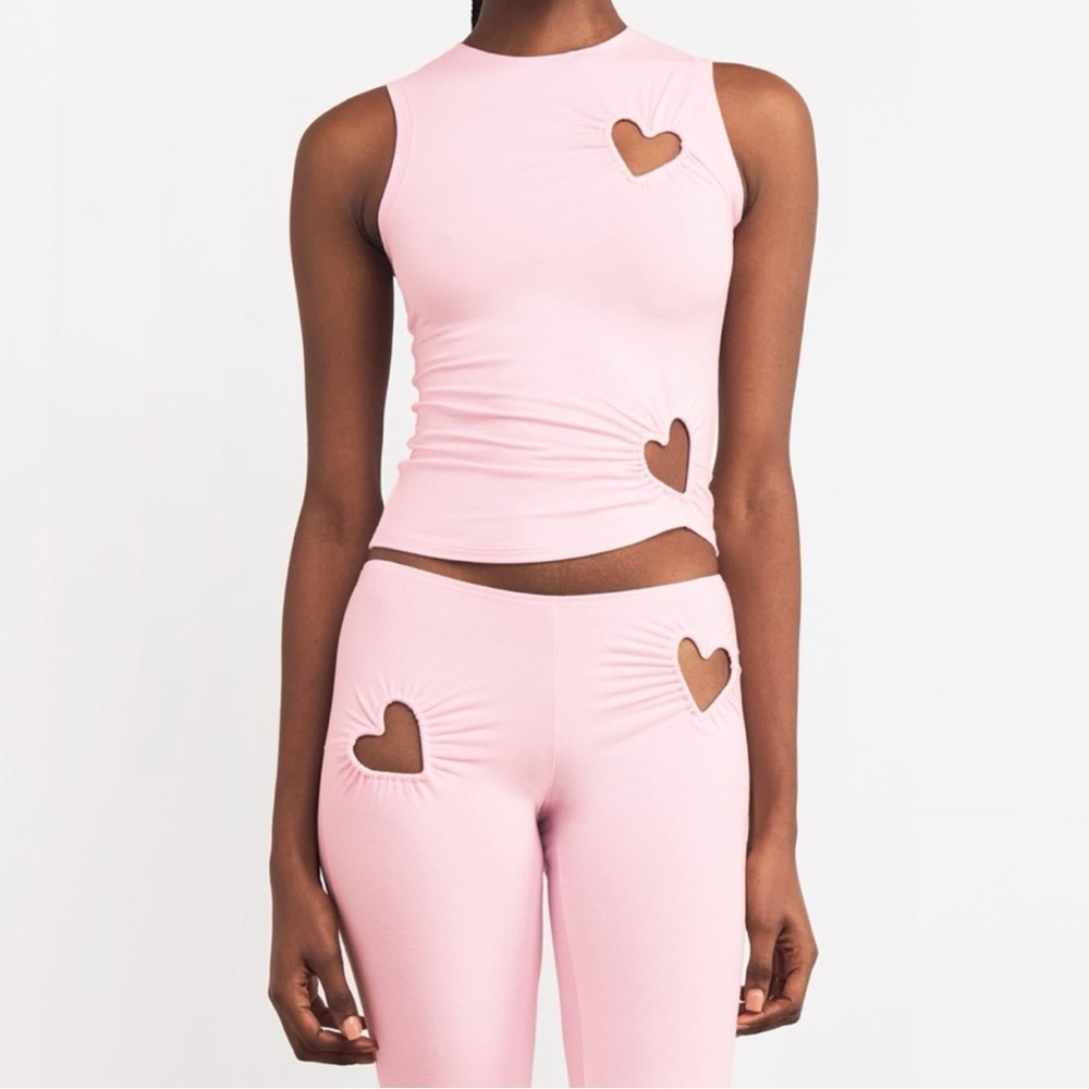 SKIMS- Pink Heart Cutout Sleeveless Tank - Picture 3 of 4
